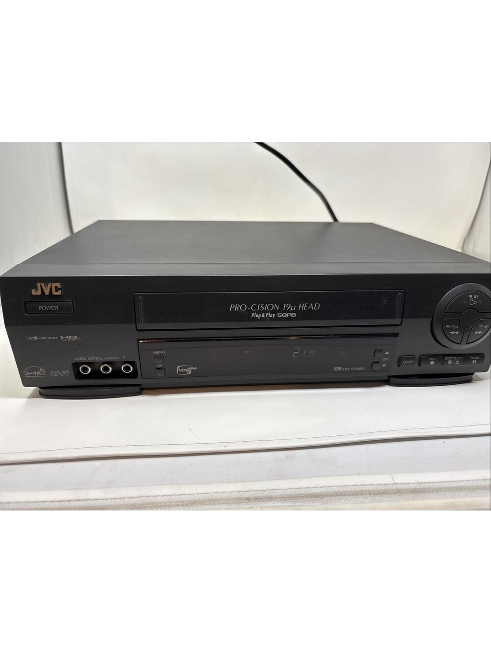 JVC HR-VP58U Hi-Fi Stereo VHS VCR Pro-Cision 19 Micron Head SQPB Black No Remote